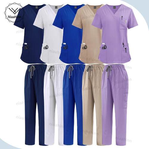 Elastic Scrub Set Operating Room Surgical Uniform Dental