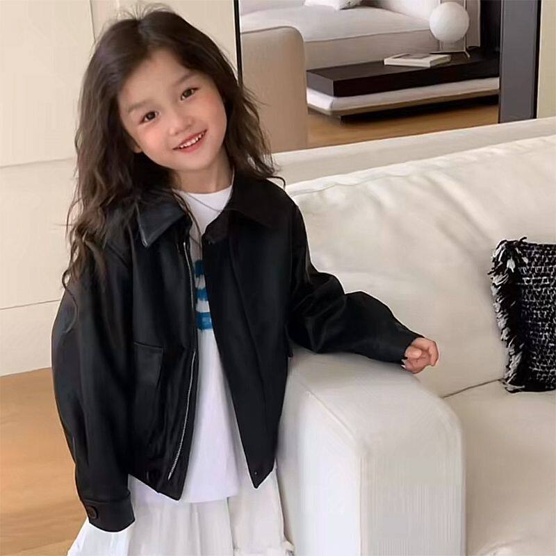 儿童皮衣复古机车短款2025春秋季新款外套帅气韩版男女童pu皮夹克