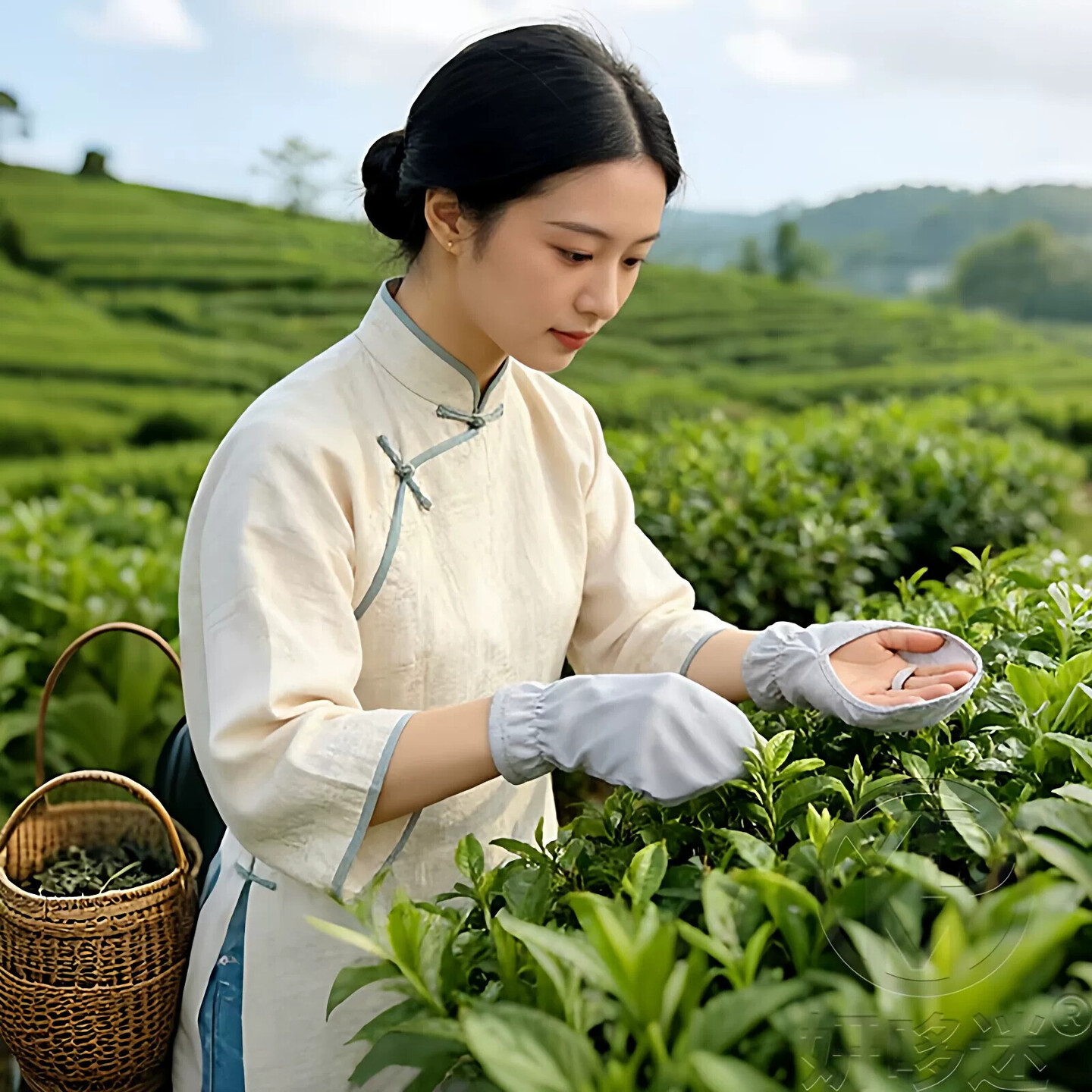 防晒采茶手套夏季薄款遮手背骑电动车专用短款女款2026摘茶叶专用