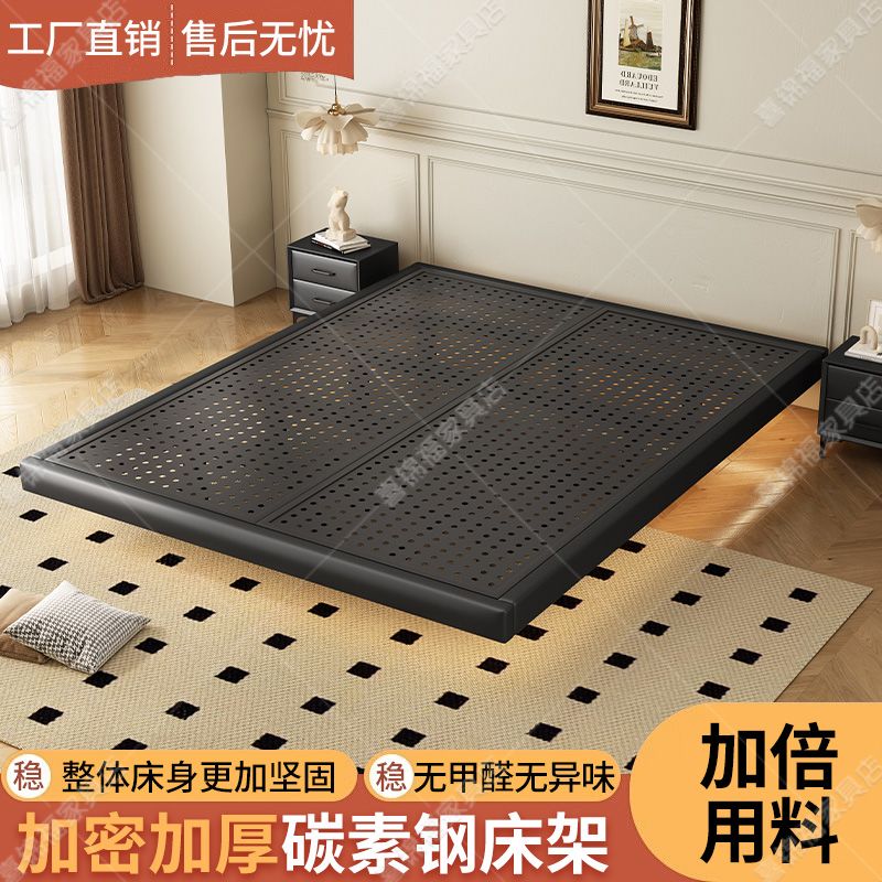 轻奢悬浮床碳素钢架床主卧室简易新款铁床架排骨架双人悬空床铁艺