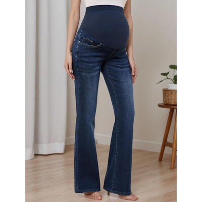 Maternity Jeans with Flared Legs Tummy Support Slimming