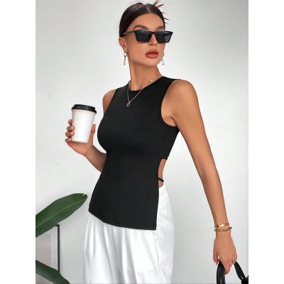 P 75766 Irregular Backless Sleeveless Camisole 不规则露背无