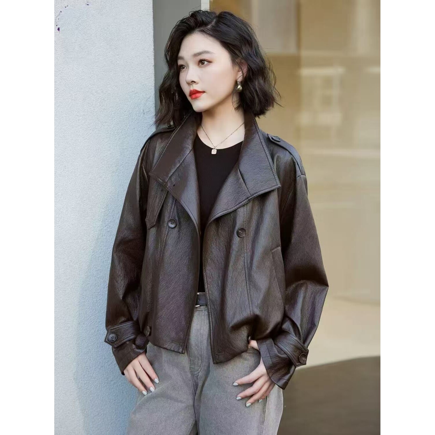 美式高档皮衣外套女短款2025秋季新款立领气质机车服皮夹克洋气