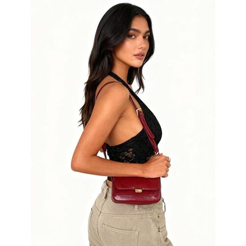 A womens black lace strapless backless Vneck shortsleeved