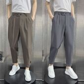 裤 秋冬季 休闲小西装 加绒纯色青春修身 男生2025潮流那不勒斯九分裤