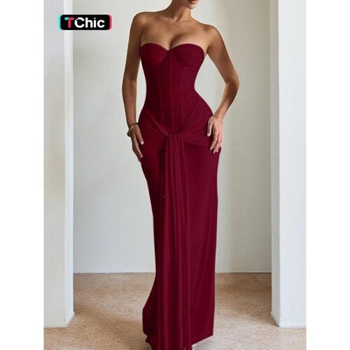 Elegant Strapless Corset Bodycon Long Formal Dress with