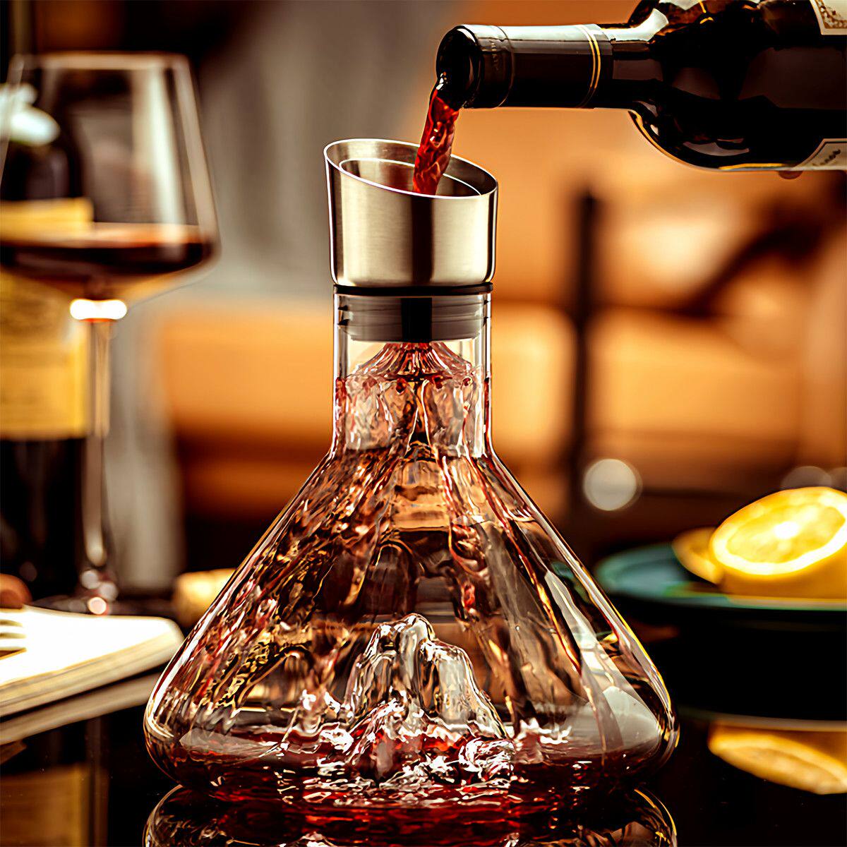 高档轻奢红酒杯套装家用金色旋转醒酒器水晶玻璃高脚杯大号礼盒装