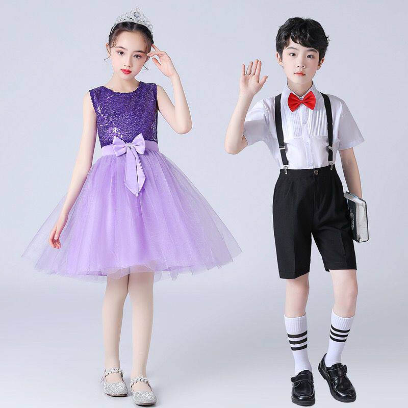 六一儿童合唱服中小学生诗歌朗诵表演服大合唱团男女童蓬蓬裙礼服