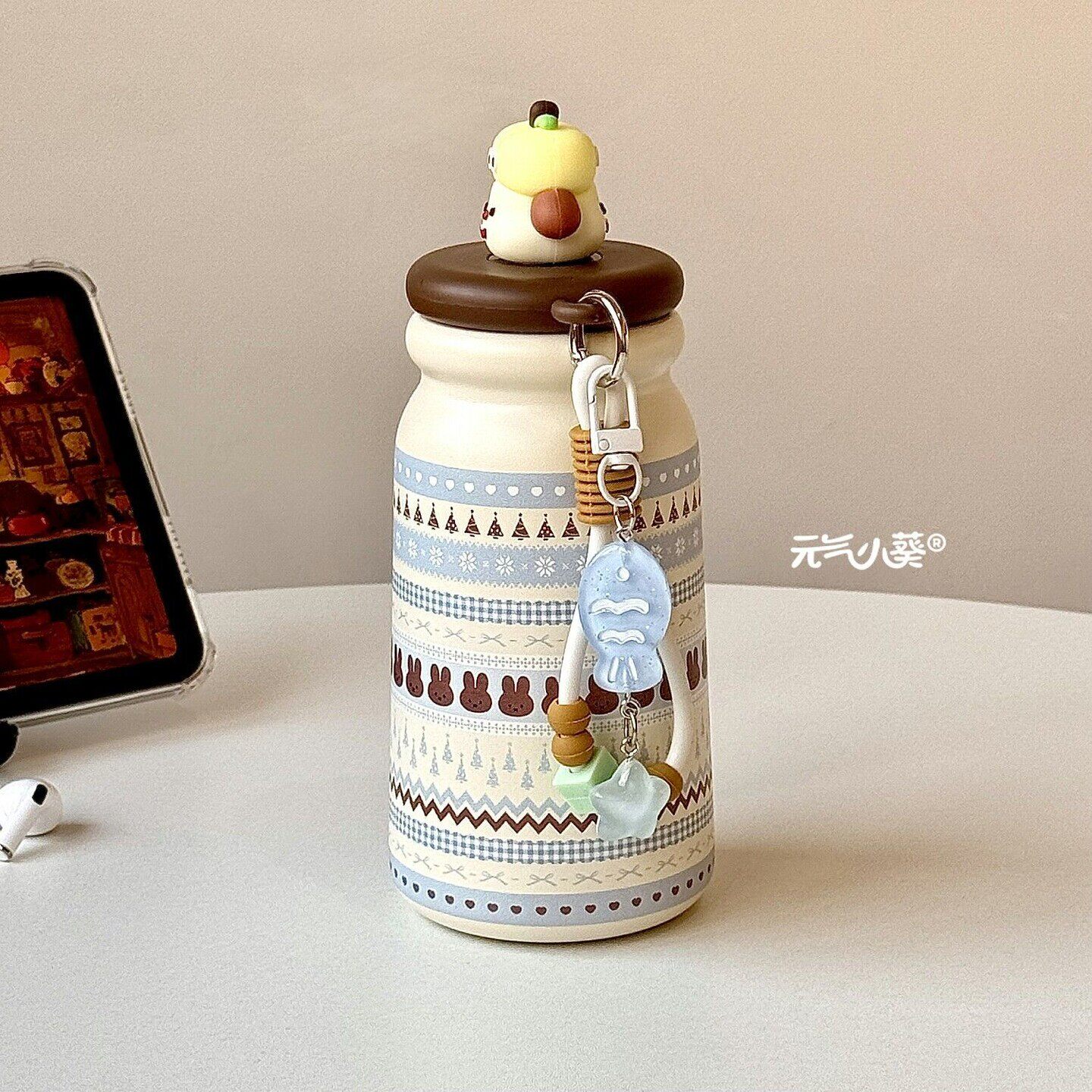 ins女生新款高颜值吸管保温杯学生304不锈钢便携可爱儿童卡通杯子