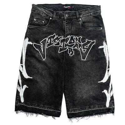 New Harajuku Letter Embroidery Black Jeans for Men Hip Hop