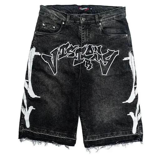 New Harajuku Letter Embroidery Black Jeans for Men Hip Hop