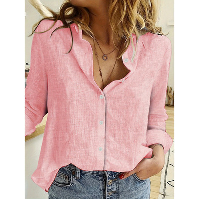 P 13618 Loose linen shirt 宽松亚麻衬衫跨境速卖通外