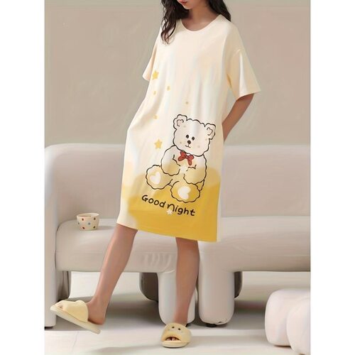 D 25798 Cartoon Short Sleeve Sleep Dress 卡通睡裙 跨境代发