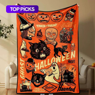 Halloween Themed Blanket Spooky Patterned Soft Warm Throw
