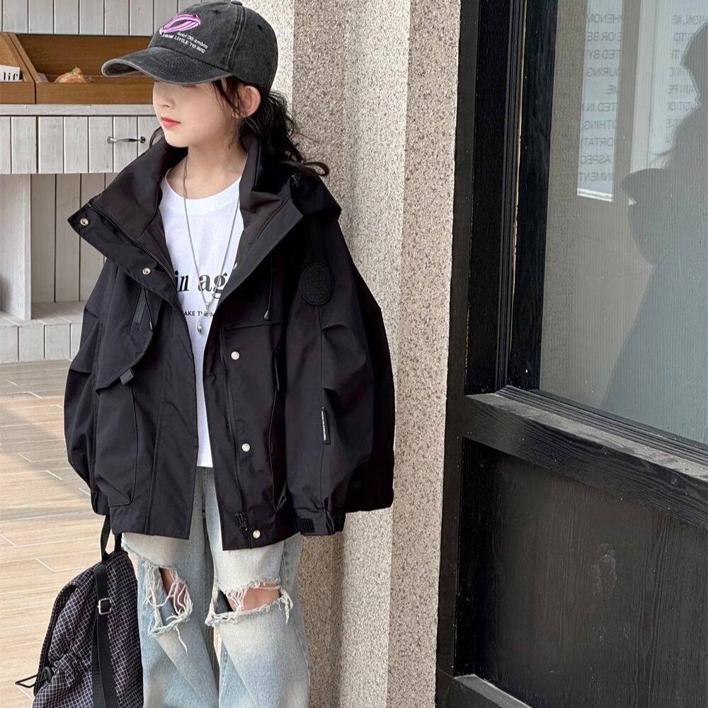 韩国童装儿童冲锋童装春秋季新款男女童中大童洋气宽松工装外套潮