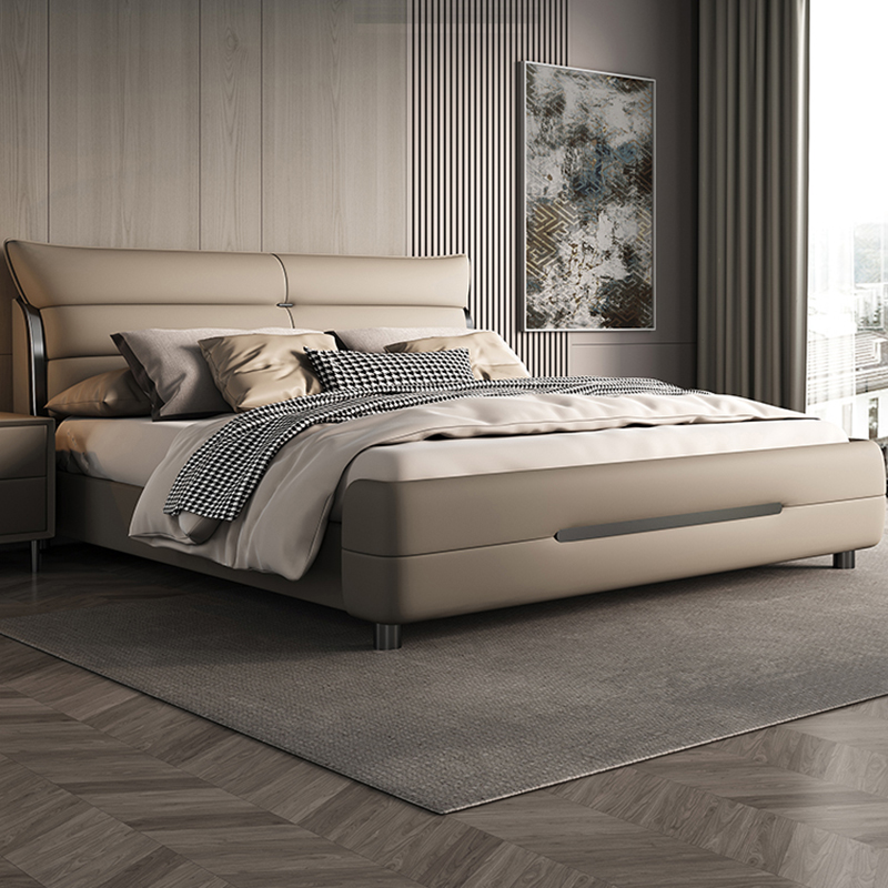 喜临门2024高端轻奢风主卧双人床真皮床主卧大床室简约意式现代简