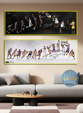 篮球全明星客厅背景装饰画乔丹科比詹姆斯挂画体彩店宿舍海报壁画