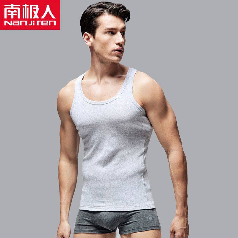 背心男士100%棉修身背心运动汗衫青年健身夏LJ4