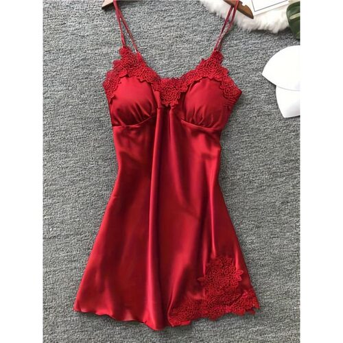 E 39961 Satin Pajamas with Padded Top 睡衣睡裙 跨境欧美