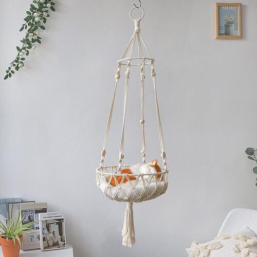 Hanging Cat Bed Basket Bohemian Style Pet Nest for Cats