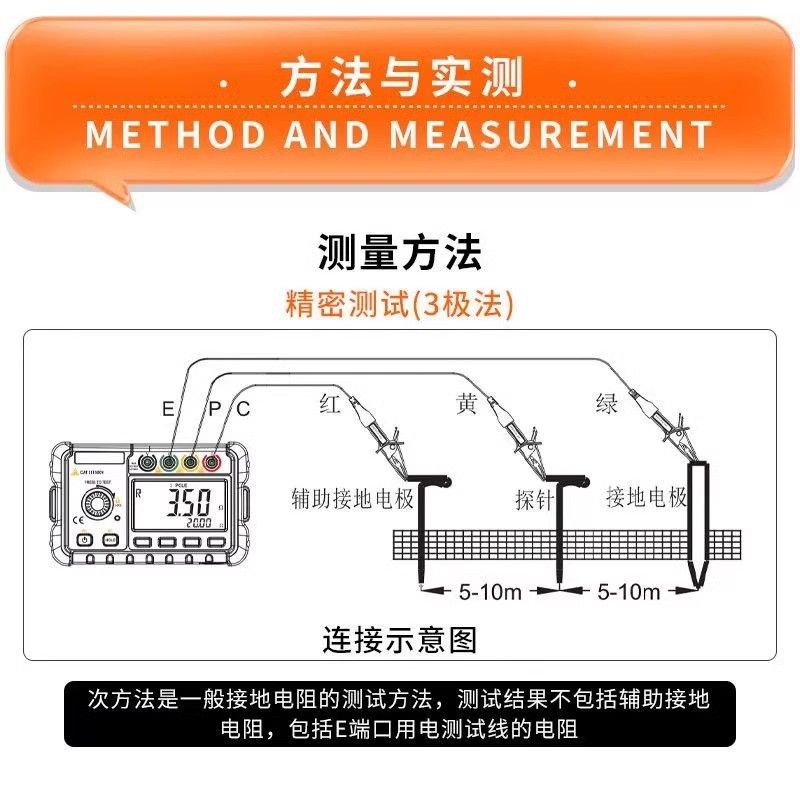 胜利接地电阻测试仪VC4105A高精度数字摇表防雷土壤率元件测量仪图片