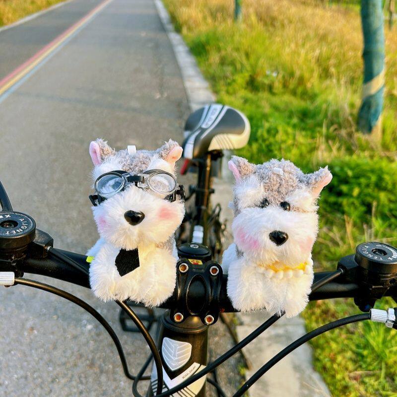 可爱雪纳瑞狗后视镜自行车装饰电动车玩偶公仔装饰品挂件配件摆件