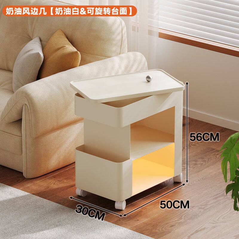 奶油沙发边几可移动茶几边柜客厅小推车置物架床头柜创意铁艺茶桌图片