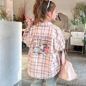 衬衫 新款 大童装 上衣2025春装 长袖 女童网红格子衬衣儿童洋气中长款