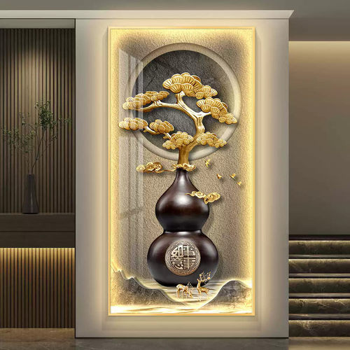 LED玄关葫芦装饰画轻奢现代风格新中式挂画