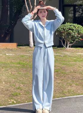 盐系运动服套装女春秋学生韩版宽松显瘦时尚卫衣休闲两件套ins潮
