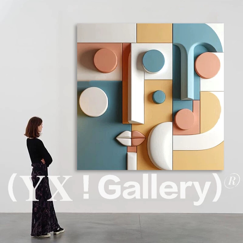 YX《幻颜》现代客厅简约浮雕装饰画饭厅入户玄关立体抽象壁画侘寂