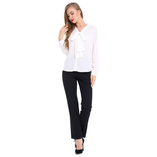 S 10261 Butterfly Bow Satin Blouse 蝴蝶结缎面衬衫 代发