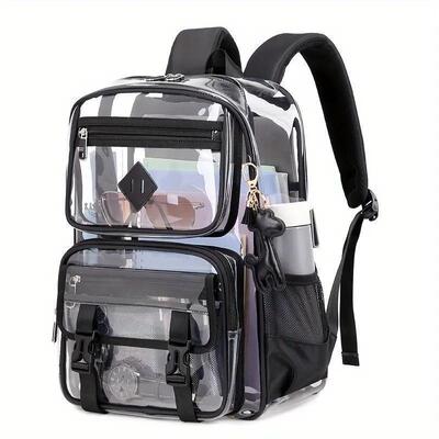 Clear Backpack with Multiple Pockets for School Travel and