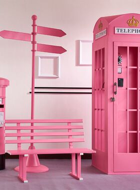 复古铁艺工艺品网红店电话亭户外大型装饰摆件摄影道具邮筒书亭
