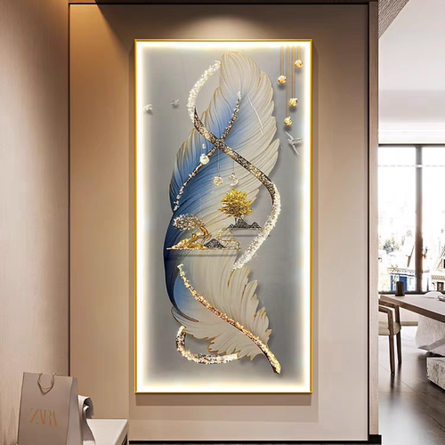 晶瓷画挂画玄关LED灯画走廊过道入户装饰画现代j简约轻奢高档壁画