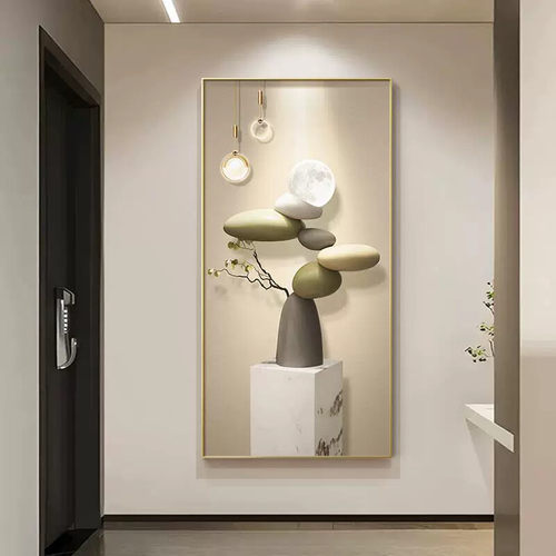 石来运转玄关装饰画现代轻奢高级感过道走廊壁画入户门正对墙挂画