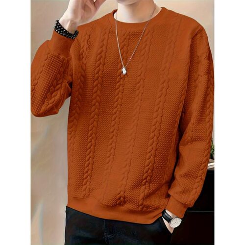 Z 89035 Men's Jacquard Crewneck Sweatshirt 提花卫衣 跨境