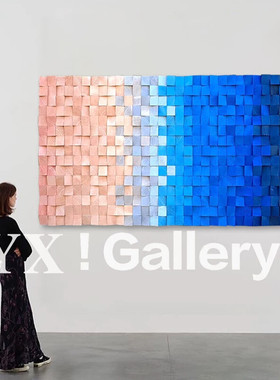 YX《倚梦》意式风卧室装饰画立体浮雕壁画大气客厅背景墙木块挂画