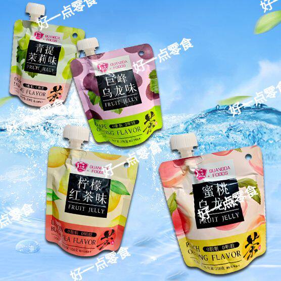 广达茶冻饮料吸吸果冻果汁味儿童食品冷藏茉莉味乌龙味休闲爆款