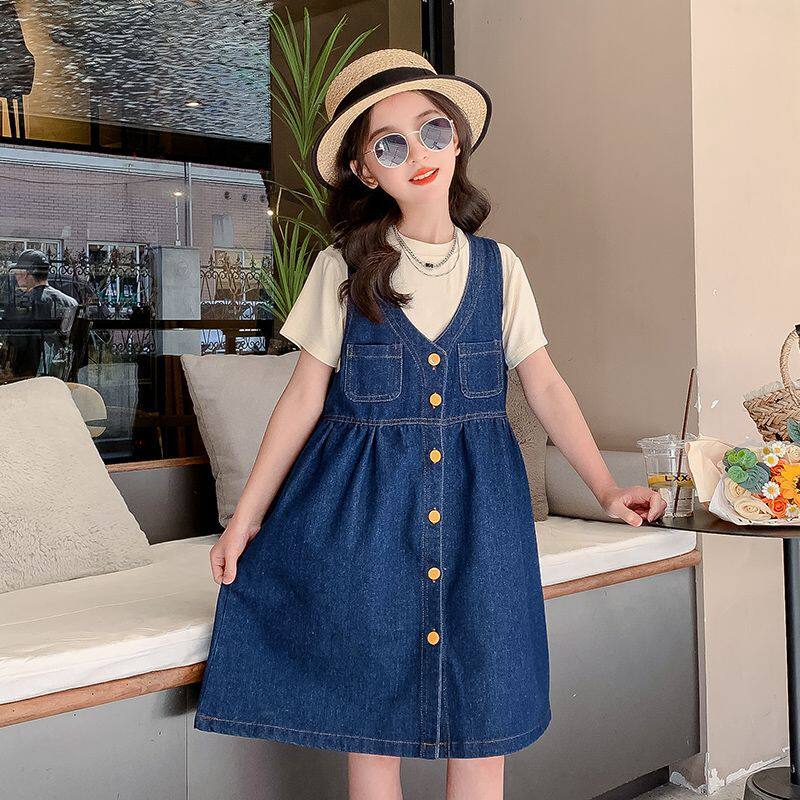 女童牛仔连衣裙2026夏季新款背带裙子中大童背心裙儿童夏装公主裙