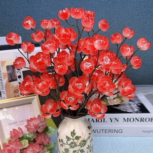 DIY琉璃 风铃花腊梅花红果果新中式手工桌面书架背景装饰乔迁摆件