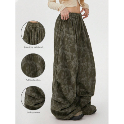 X 12607 Tie-dye Corduroy Wide Leg 扎染灯芯绒阔腿裤跨境外