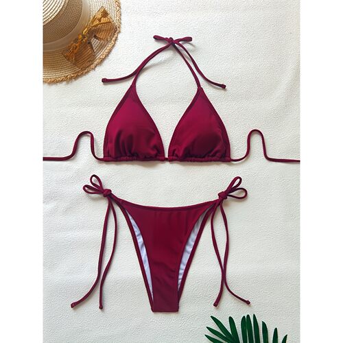 G 10796 Solid Color Triangle Bikini Swimsuit 纯色三角泳衣