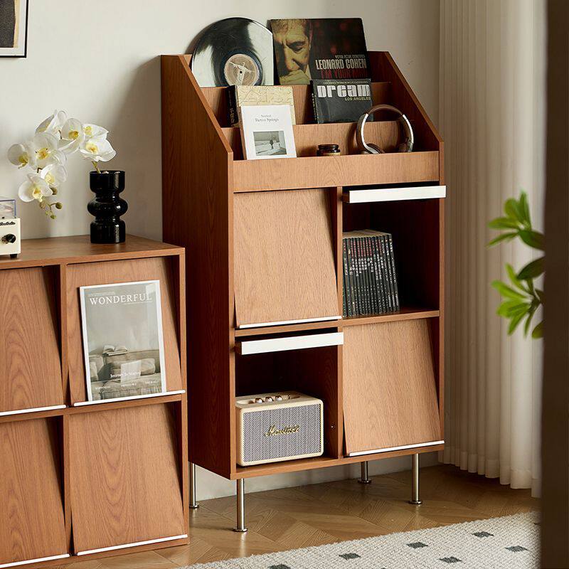 实木书柜中古黄杨木杂志架落地电视边柜书刊杂志柜客厅展示柜斗柜