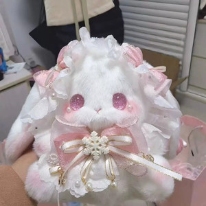 高颜值ins洛丽塔兔子背包挂件小花碎布高档生肖女生lolita垂耳兔