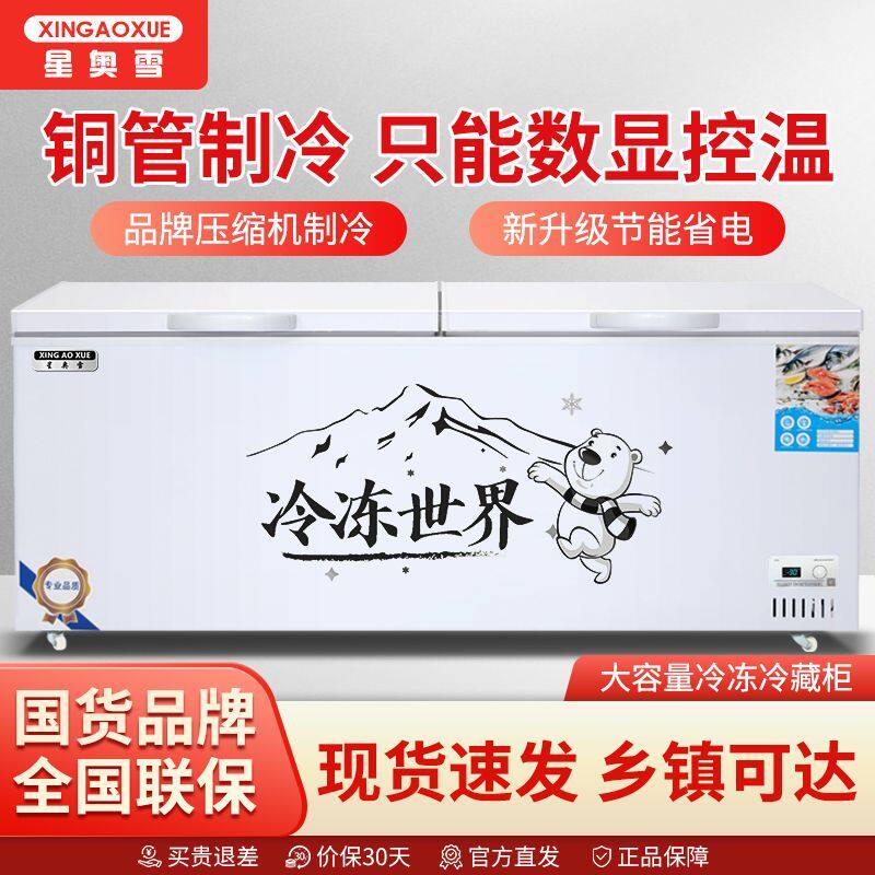 星奥雪冷柜冰柜商用全冷冻柜家用冷藏两用大容量卧式冰柜双温冷柜