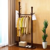 实木衣帽架挂衣架落地卧室简易衣服架子家用简约客厅酒店民宿板木