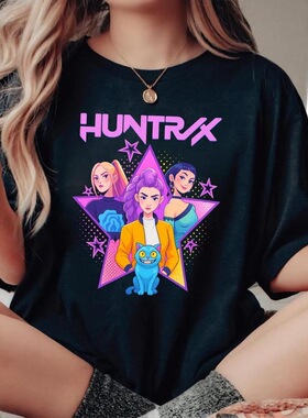 R 49591 Kpop Girl Short Sleeve T-Shirt 欧美跨境亚马逊