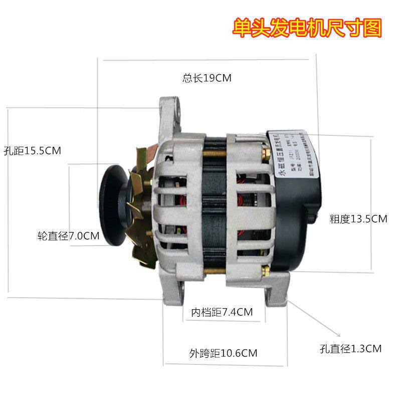 纯铜农用车三轮车四轮车拖拉机12V24V永磁直流充电带灯两用发电机
