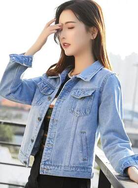 2025春秋新款大码修身显瘦牛仔外套女短款牛仔衣百搭短装上衣夹克